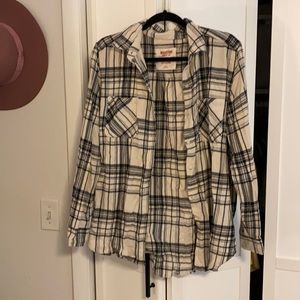 Black and cream flannel button up